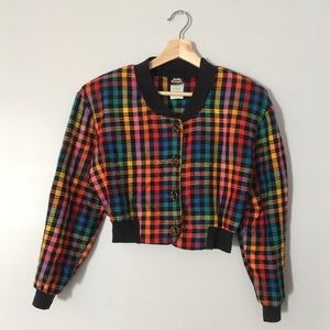 Vintage 90s Judy Knapp Cropped Jacket Rainbow